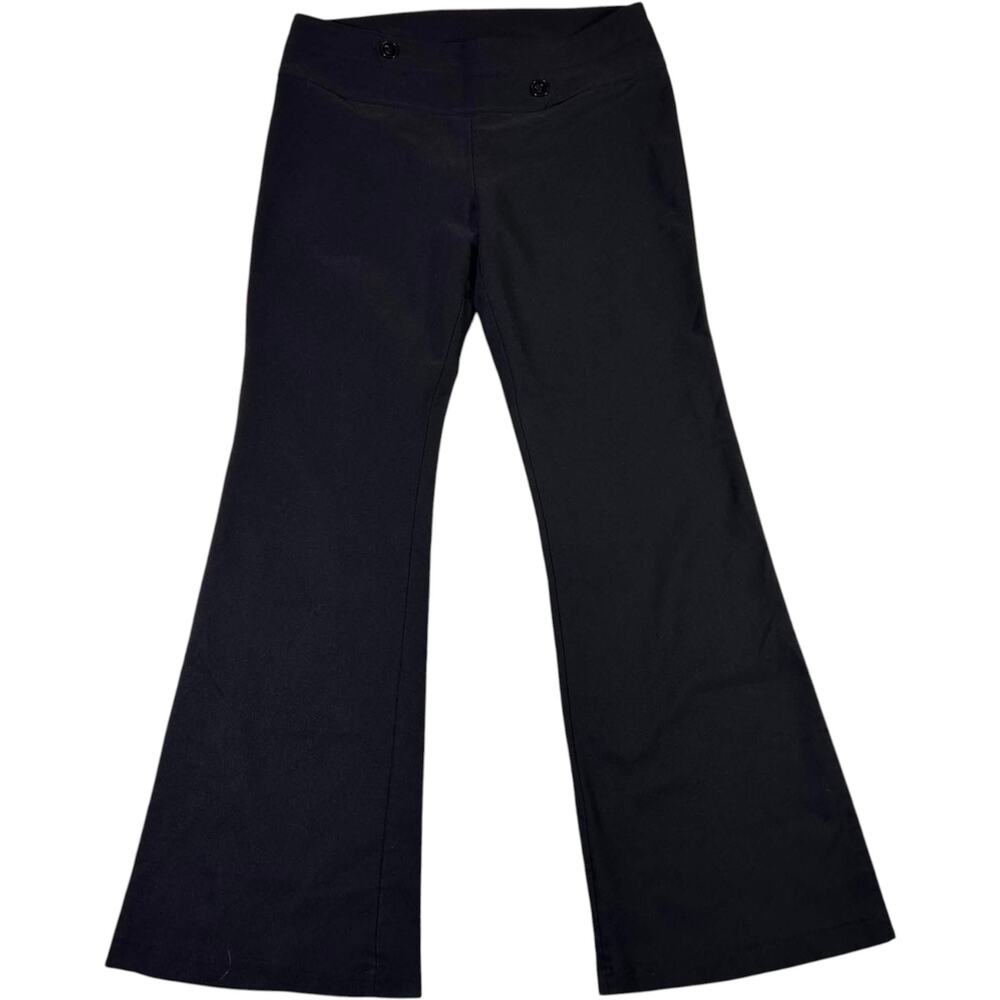 Valia Black Pointe Pants Faux Double Button Women's Size 13 Neutral Office Siren
